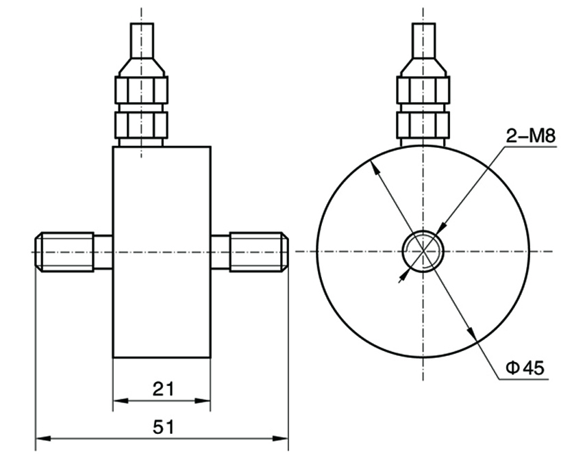 Diagrama dimensional del sensor de fuerza de frenado manual tjl - 11