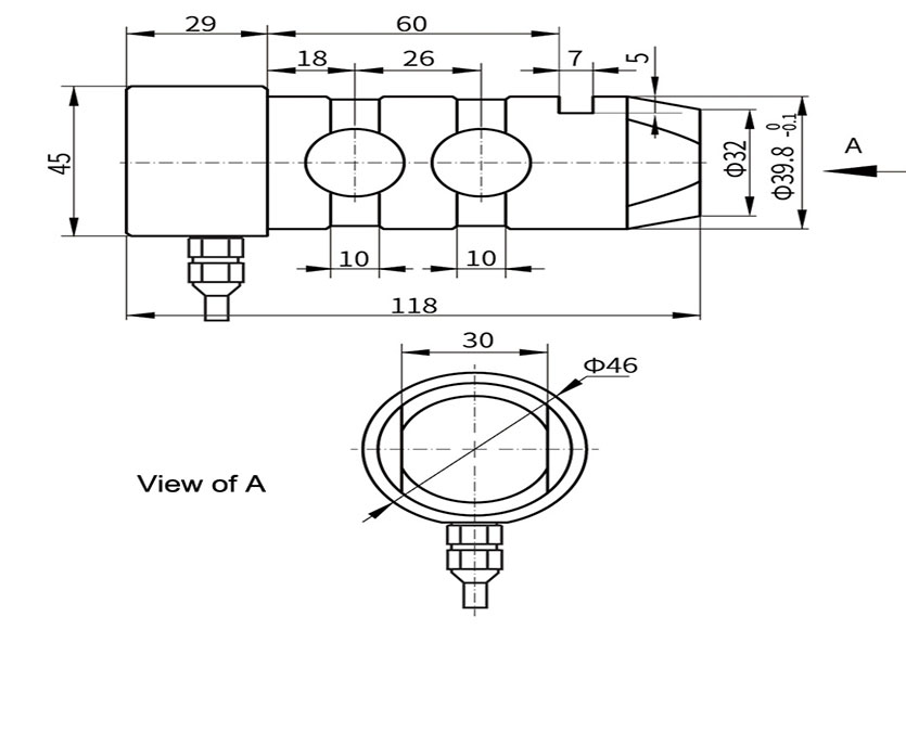 Diagrama dimensional del sensor de carga del tipo de pin de carga